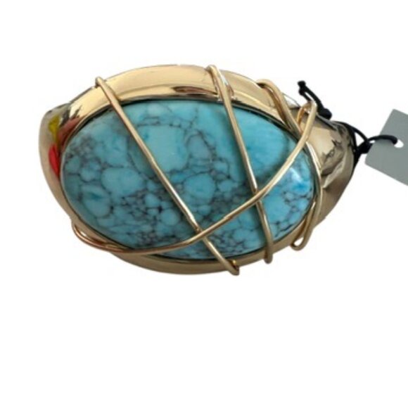 NWT Robert Lee Morris Soho Turquoise Stone Cuff Bracelet Gold Tone Wire - Picture 6 of 12